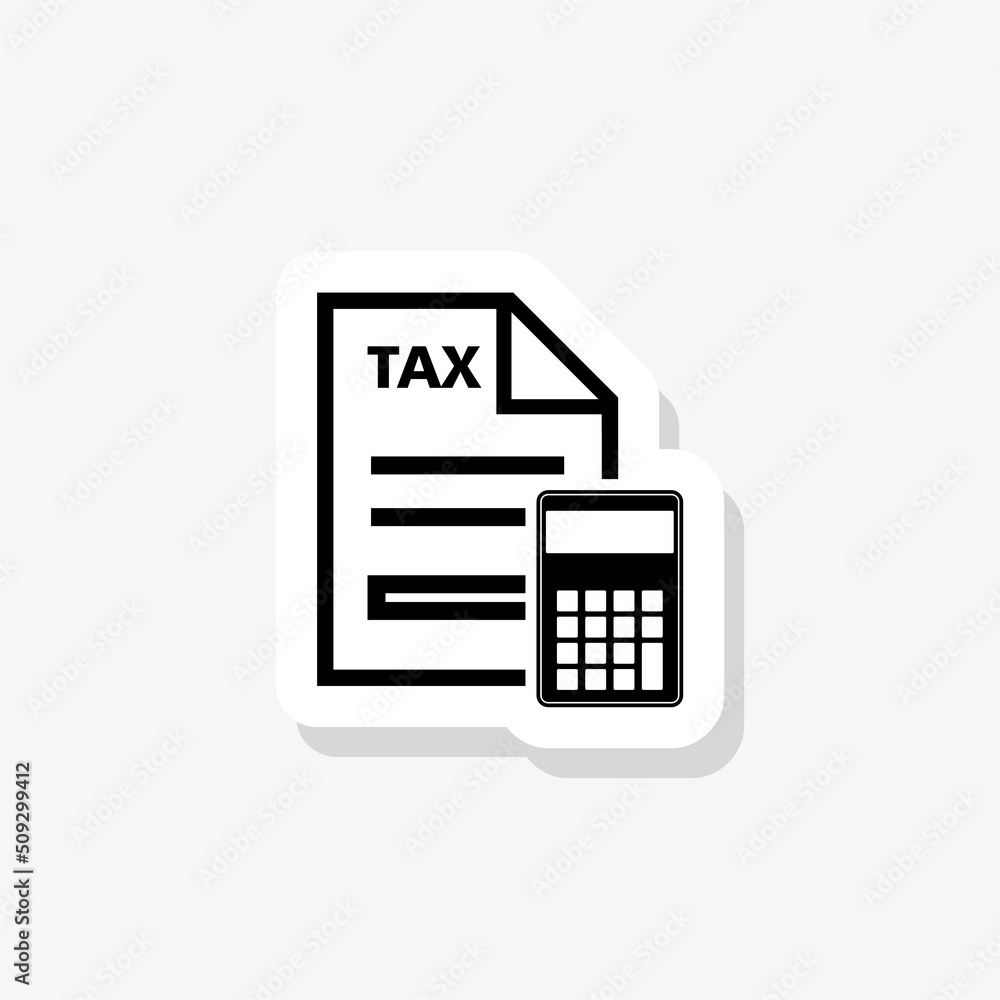 Calculate revenue and filling tax form sticker icon sign for mobile concept and web design Calculate revenue and filling tax form sticker icon sign for mobile concept and web design