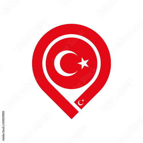 turkey flag map pin icon. vector illustration isolated on white background