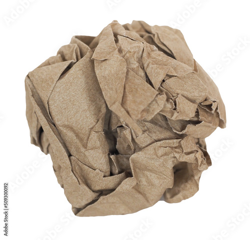 crumpled paper ball isolated over white