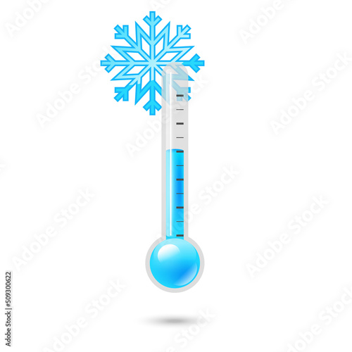 Temperature weather thermometers with Celsius and Fahrenheit scales. realistic 3d weather thermometer icon. Snowflake. Cold thermometer. Thermostat meteorology vector isolated icon