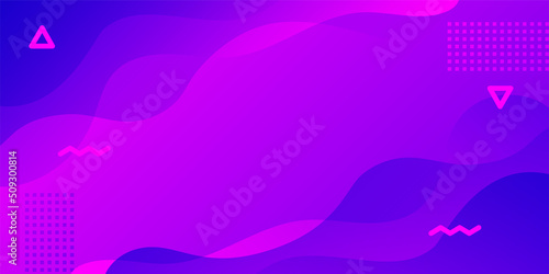 Fototapeta Naklejka Na Ścianę i Meble -  Abstract liquid neon memphis neon purple wallpaper. Bright color fluid backdrop wallpaper business card web banner design geometric free form melted gradient billboard ads hipster cyber trendy vector