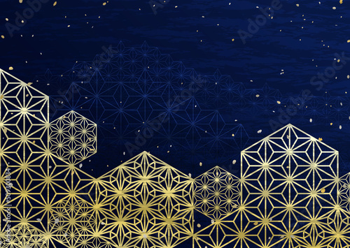 麻の葉柄をアレンジした和風ベクター素材