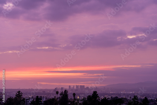 Winter sunset over the city