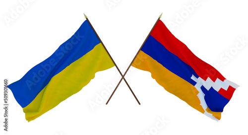 Background for designers  illustrators. National Independence Day. Flags of Ukraine and Artsakh