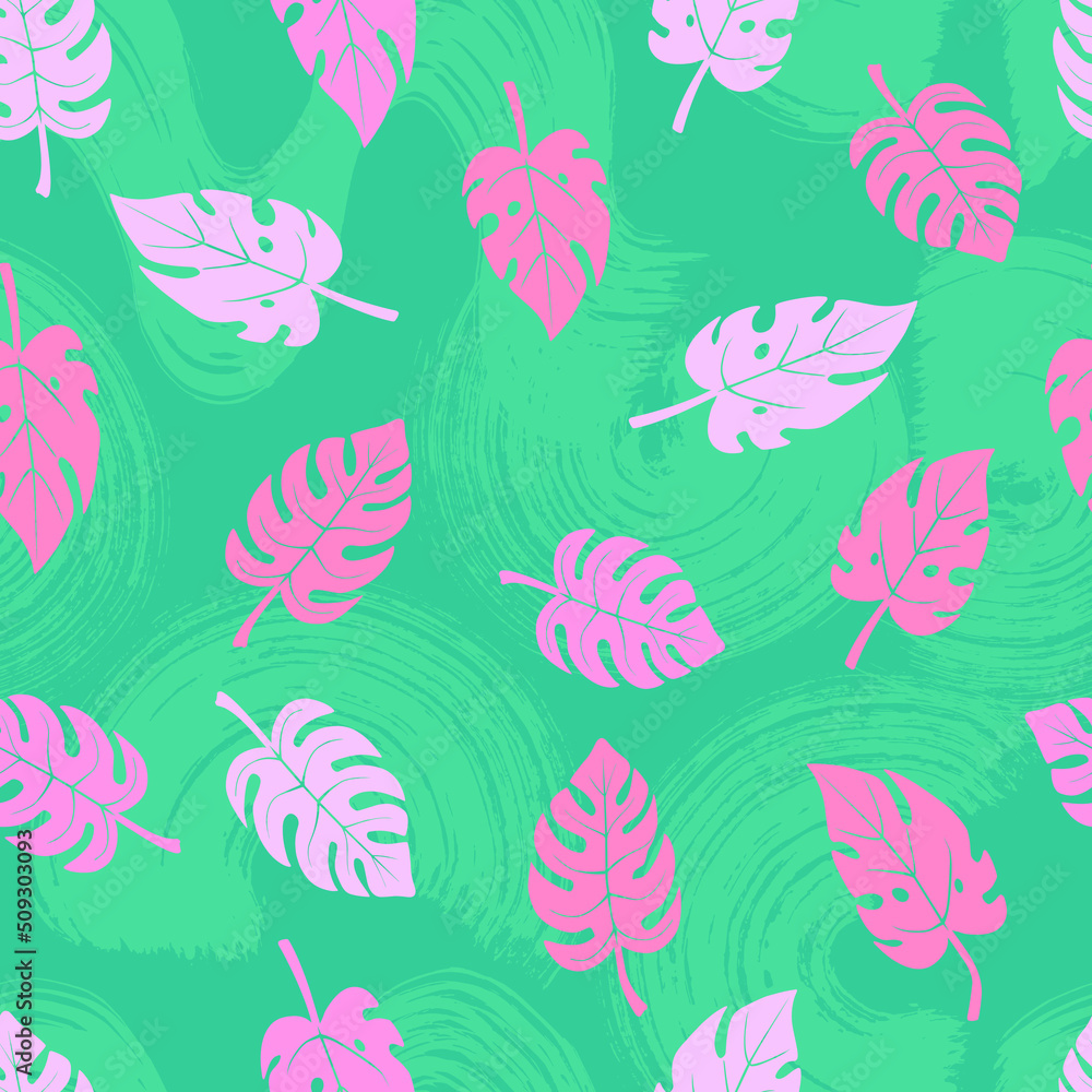 tropical summer pattern monstera leaves on abstract texture vector seamless pattern tropical summer pattern monstera leaves on abstract texture vector seamless pattern