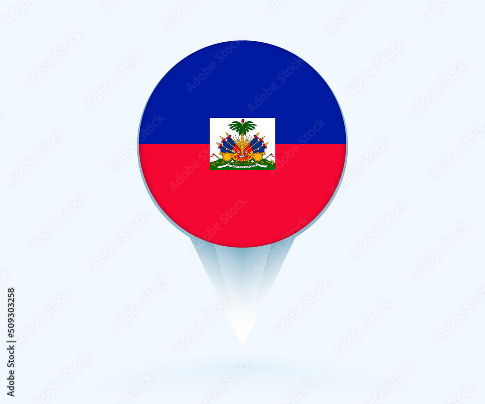 Obraz premium Map pointer with flag of Haiti.
