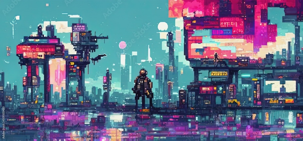 Pixel Cyberpunk Metropolis Animated Wallpaper 