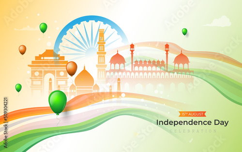 15th August Indian Independence Day Celebration Greeting Background Design Template	