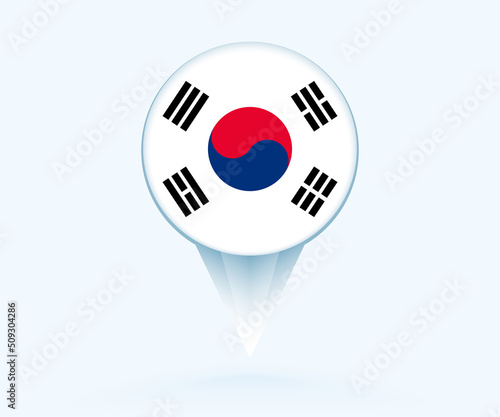 Free Download Map pointer with flag of South Korea. - GFXLoad