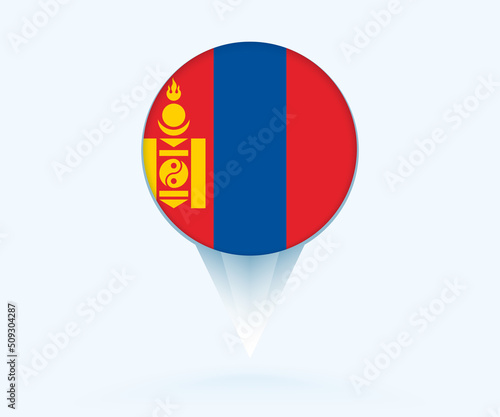 Free Download Map pointer with flag of Mongolia. - GFXLoad