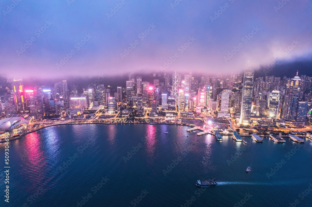 Fototapeta premium Amazing night of Victoria Harbour, Hong Kong
