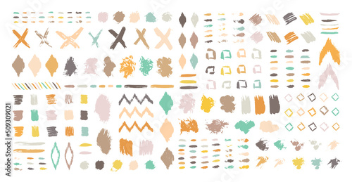 Wallpaper Mural Grunge design elements set. Grunge shapes collection for patterns or backdrops. Paint stains and brush strokes. Tribal ethnic style. Grungy ink spots and drops. Torontodigital.ca