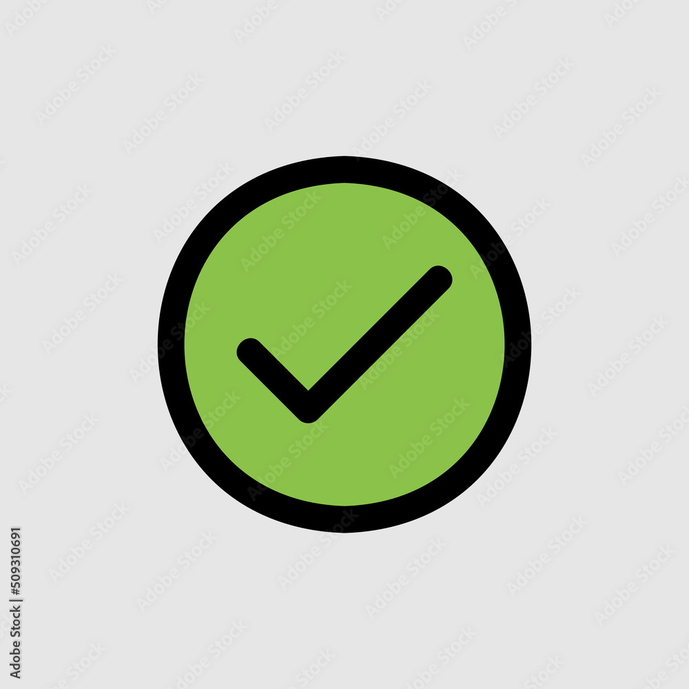 Check mark icon in filled line style about essentials, use for website mobile app presentation Check mark icon in filled line style about essentials, use for website mobile app presentation