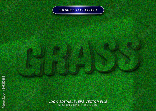 Transparent Green text with grass background. Editable text effect with green grass background.