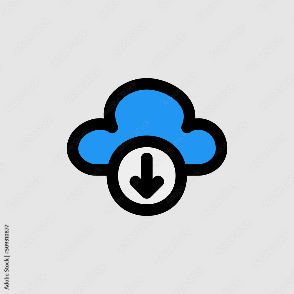 Cloud download icon in filled line style about essentials, use for website mobile app presentation Cloud download icon in filled line style about essentials, use for website mobile app presentation
