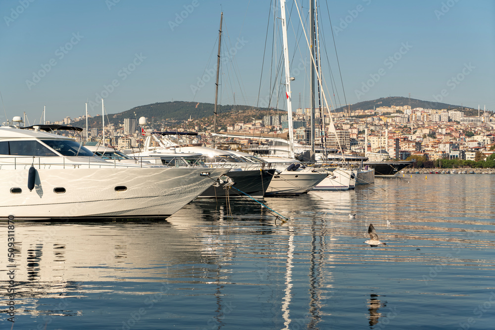 Image of marina and yachts taken with selective focus.