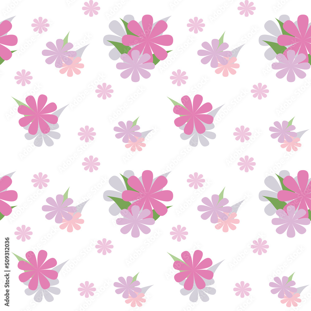 Cute bunch of flowers seamless pattern. A bunch of lovely pink tones on a white background Cute bunch of flowers seamless pattern. A bunch of lovely pink tones on a white background