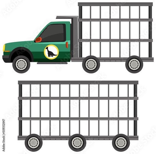 Safari cage car on white background