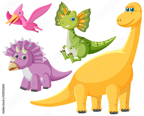 Isolated cute dinosaurs cartoon characters