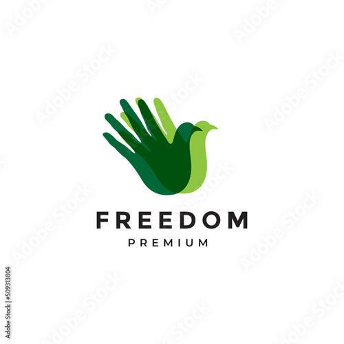 pigeon with hand logo design creative vector