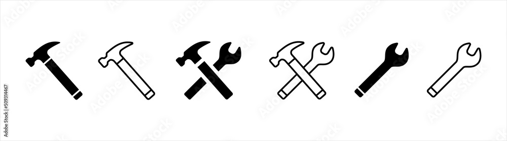 Wrench, hummer icon. Craftsman tool sign and symbol, vector illustration - obrazy, fototapety, plakaty 