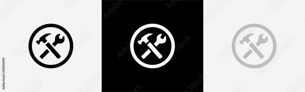 Wrench and hummer icon. Craftsman tool sign and symbol, vector illustration Wrench and hummer icon. Craftsman tool sign and symbol, vector illustration