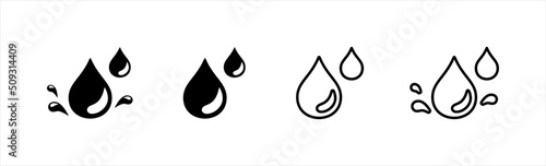 Water drops icon. water or oil drop symbol. water drop and splash sign. splash water drop, vector illustration