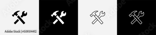 Wrench and hummer icon. Craftsman tool sign and symbol, vector illustration