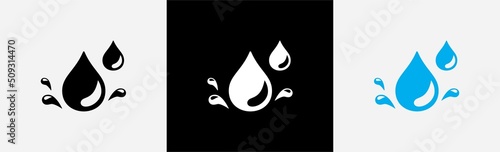 Blue water drops icon. water or oil drop symbol. water drop and splash sign. splash water drop, vector illustration