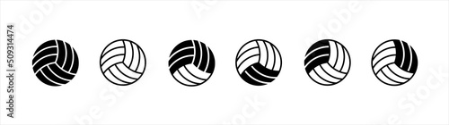 Volleyball ball icons set. Volley ball symbol for sports apps and websites. Summer beach ball sign, vector illustration