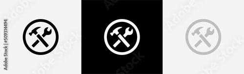 Wrench and hummer icon. Craftsman tool sign and symbol, vector illustration