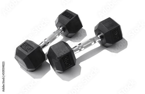 two heavy Dumbbell, barbell