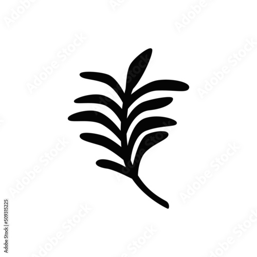 Rosemary icon in black flat glyph, filled style isolated on white background