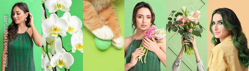 Collage of photos in green ...