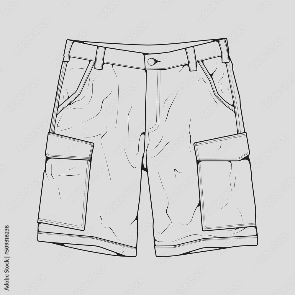 short pants outline drawing vector, short pants in a sketch style ...