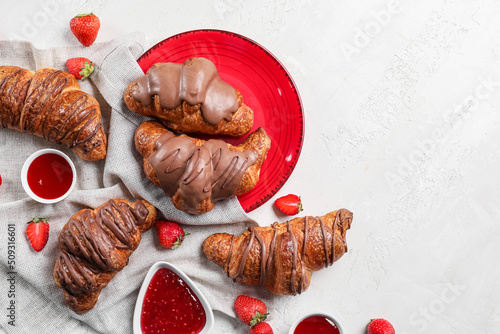 Plate of delicious croissan...