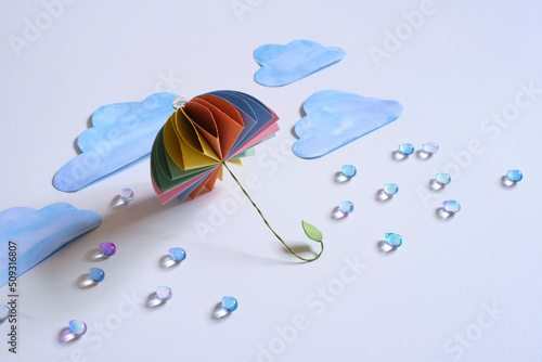 梅雨、傘、ホワイト背景
