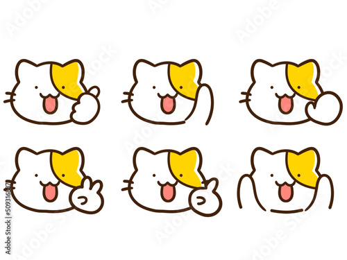 手で表現するかわいいねこのポーズイラストセット
