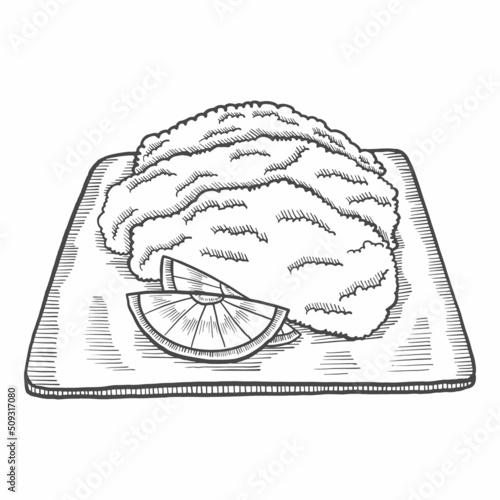 pork schnitzels german or germany cuisine traditional food isolated doodle hand drawn sketch with outline style