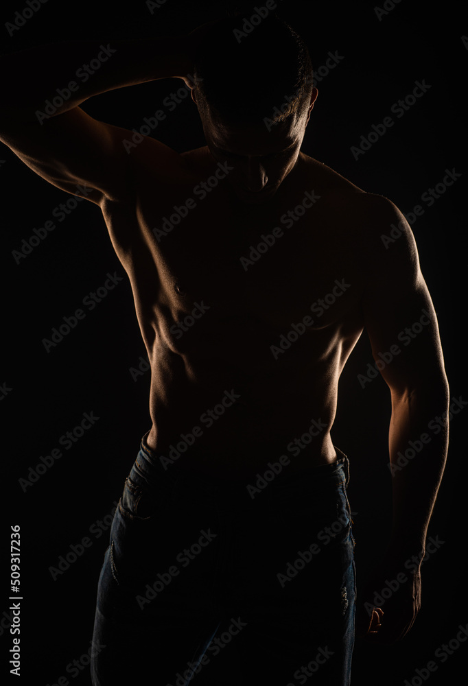 Portrait of topless guy, silhouette Portrait of topless guy, silhouette