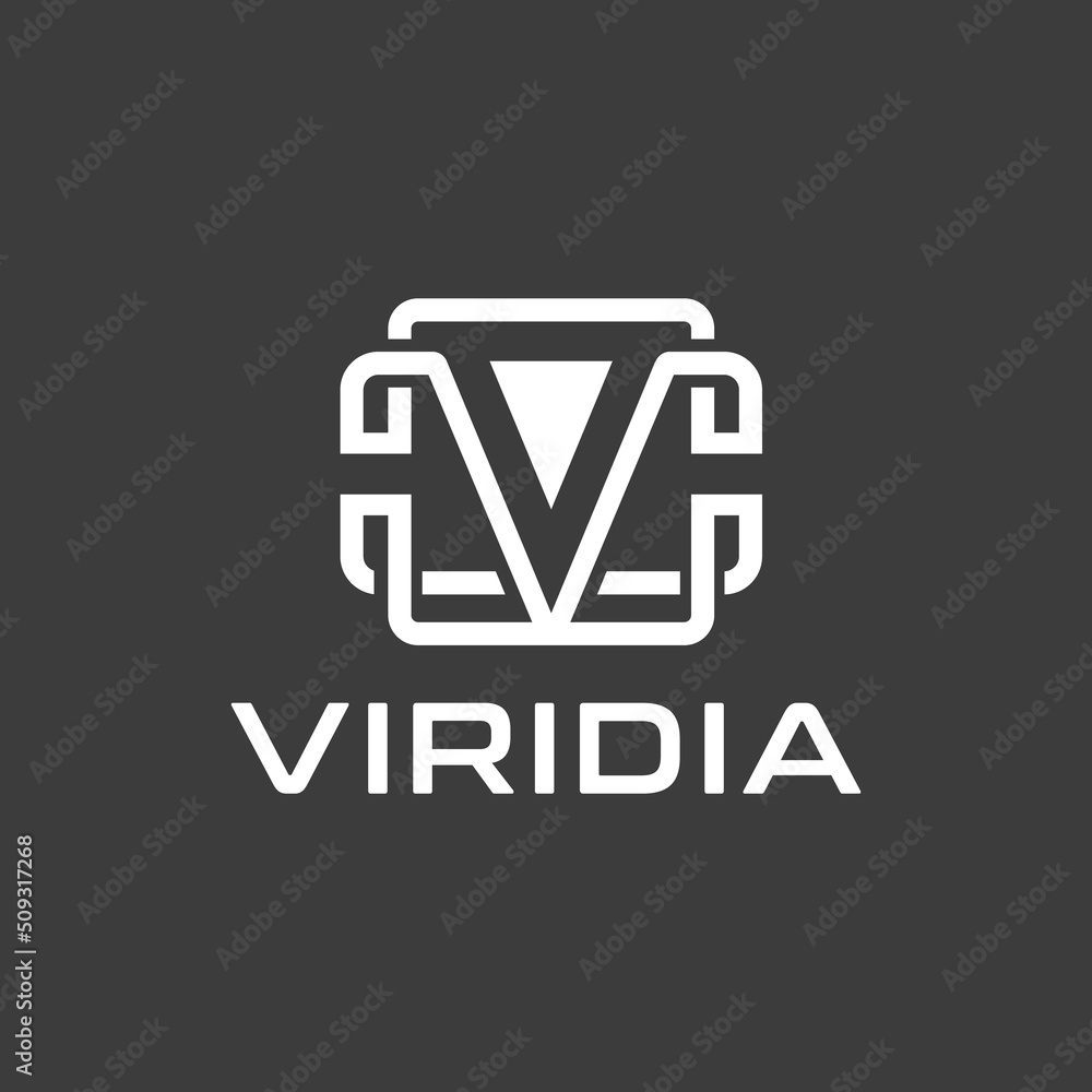 Abstract letter V logo with square shape combination Abstract letter V logo with square shape combination