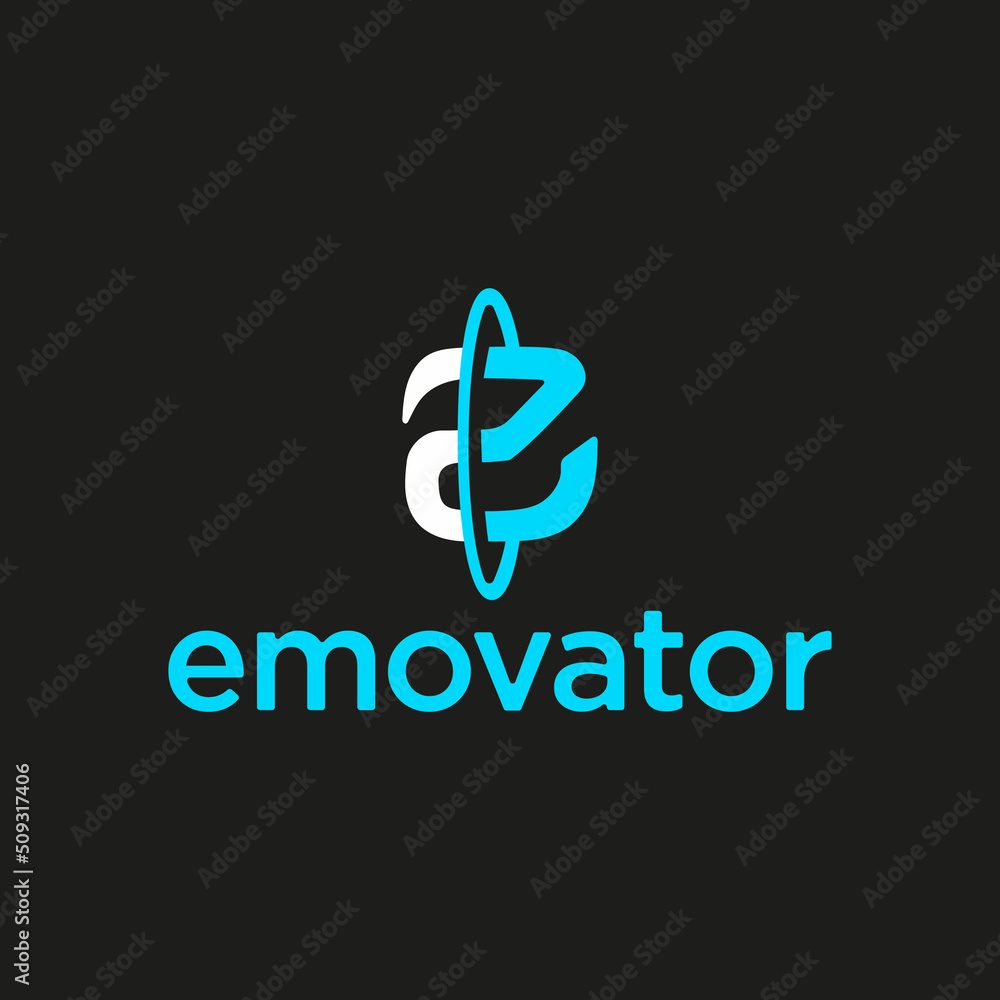 Obraz premium letter E logo with dividing line that makes two colors