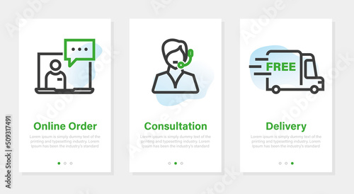 Vector banners with online order and delivery images