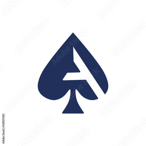ace logo, spade symbol shaped letter A abstract