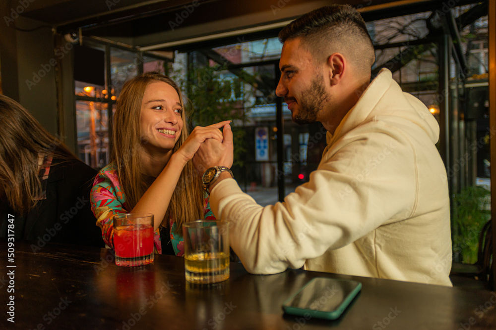 Talking and drinking while touching and sitting Talking and drinking while touching and sitting