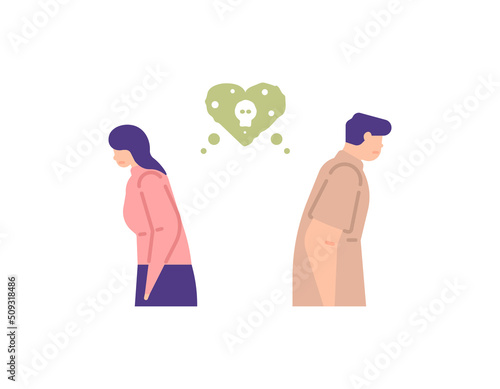 Toxic relationships, broken love, discord between partners. A couple experiences conflict in their love. quarrel. boyfriend and girlfriend. breakup. flat cartoon illustration. concept design