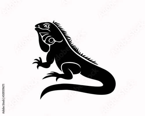 black white silhouette lizard, iguanas art logo design template illustration inspirations