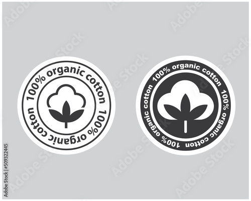 100% organic cotton, icon, vector, label.