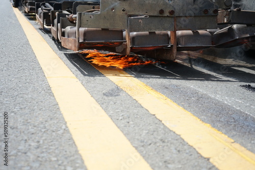 Blur the road construction ASPHALT HOT MIX IN - PLACE RECYCLING