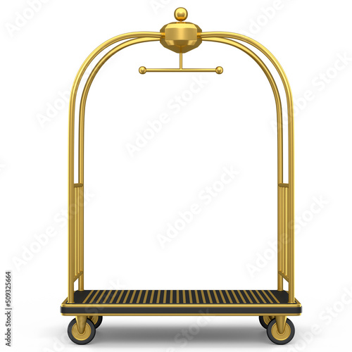 Photography Hotel luggage trolley cart for carrying baggage on white background
